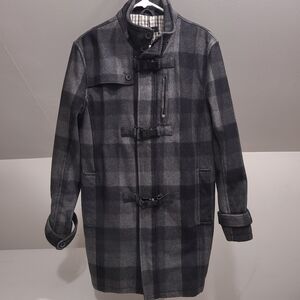 Mens MEDIUM -I.N.C International Concepts Heritage Coat Plaid Wool Blend Jacket